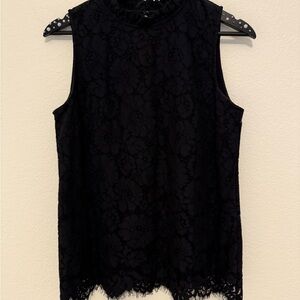 ANN TAYLOR Elegant Black Lace Sleeveless Top Size Small